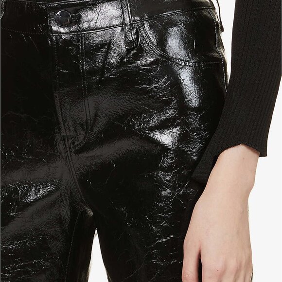NWOT J Brand patent black lambskin leather cropped trousers, 31 - Picture 10 of 16